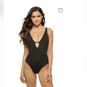 Becca by Becca Virtue Black Plunging One Piece Size M